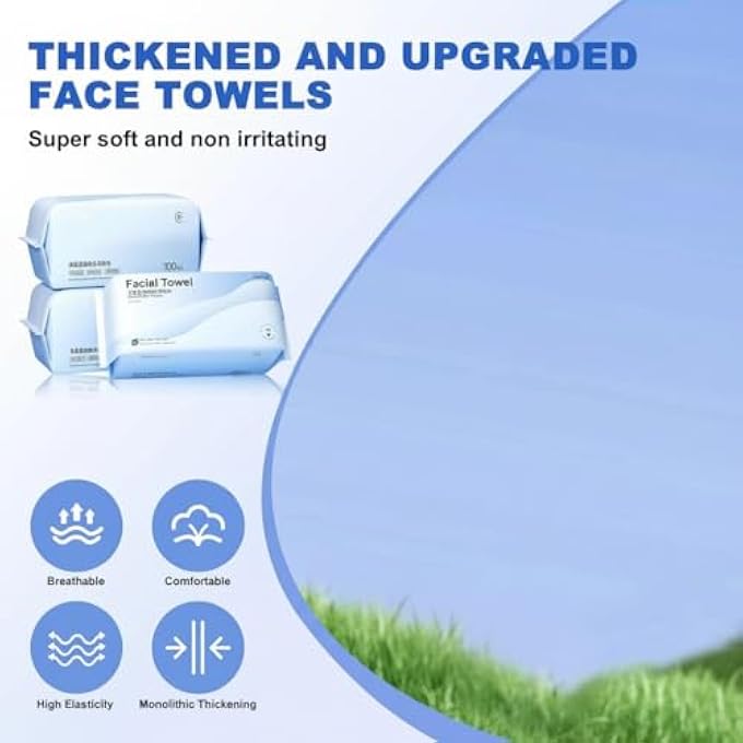 NALACAL DISPOSABLE FACE TOWEL, 200 COUNT SOFT COTTON FACIAL DRY WIPES, LINT-FREE DRY WIPES, MULTI-PURPOSE FOR SKIN CARE, MAKE-UP WIPES, FACE WIPES AND FACIAL CLEANSING LARGE PACKING, FOR SENSITIVE SKIN - Image 2